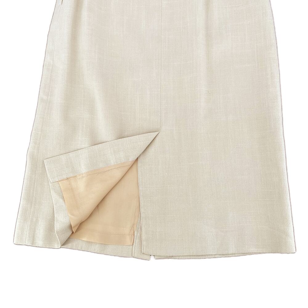 Vintage 70s/80s Jones New York Beige Linen Button Front Midi Skirt Large - Picture 8 of 10